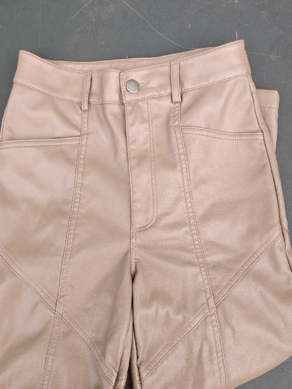 Dynamite Faux Leather Straight Pants - Taupe